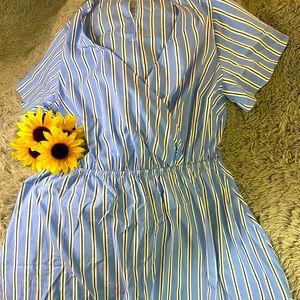 Blue and White Striped Dress